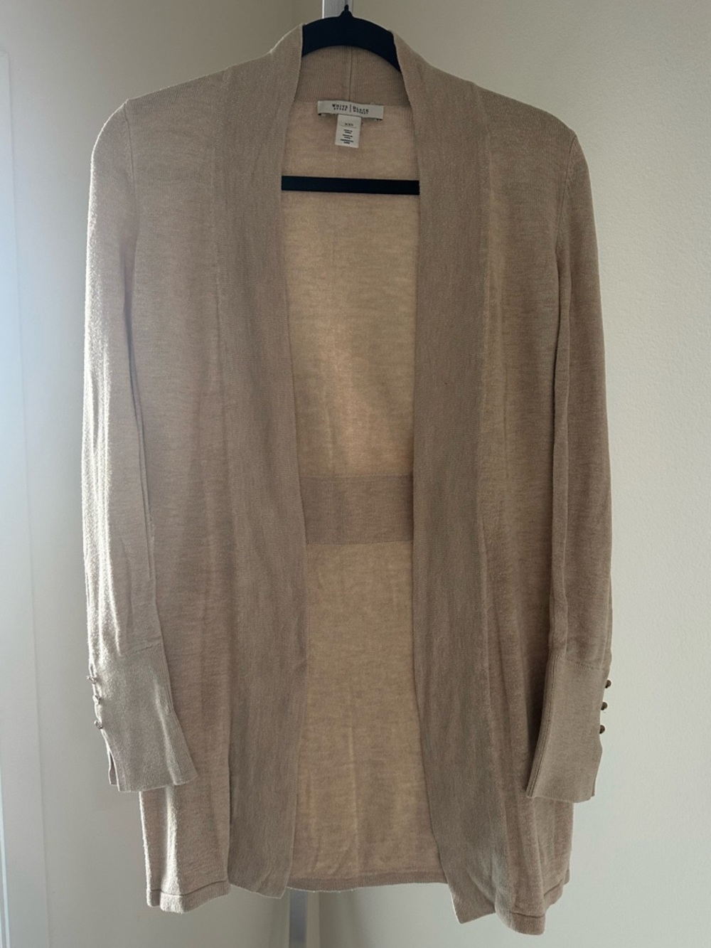 White House Black Market Light Beige Open-Front Women's Cardigan